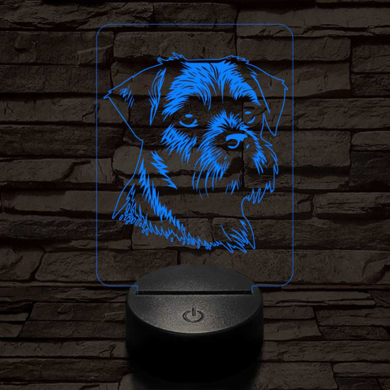 Border terrier-fej 7 színű 3D led lámpa