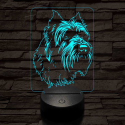 Flandriai pásztorkutya 7 színű 3D led lámpa
