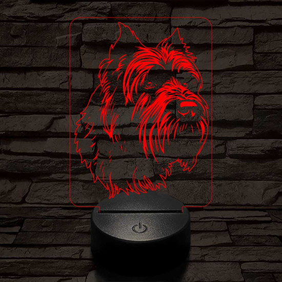 Flandriai pásztorkutya 7 színű 3D led lámpa
