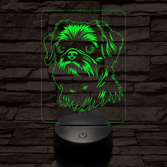 Belga törpe griffon 7 színű 3D led lámpa