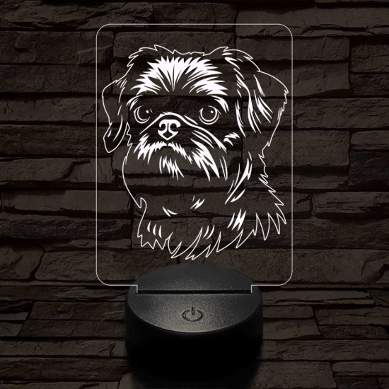 Belga törpe griffon 7 színű 3D led lámpa