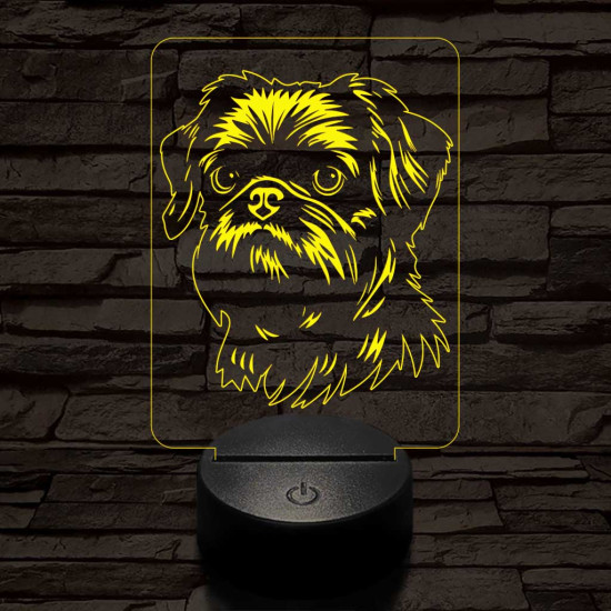 Belga törpe griffon 7 színű 3D led lámpa