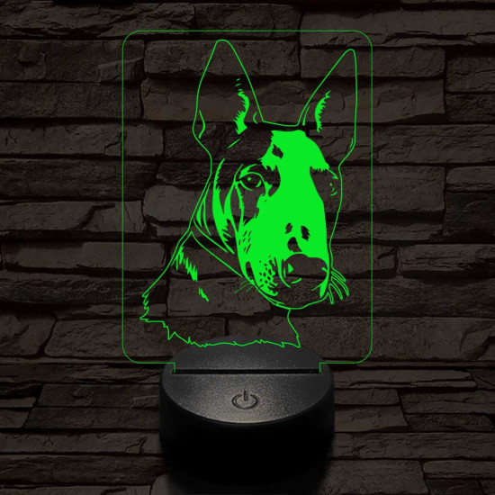 Bullterrier kutya 7 színű 3D led lámpa