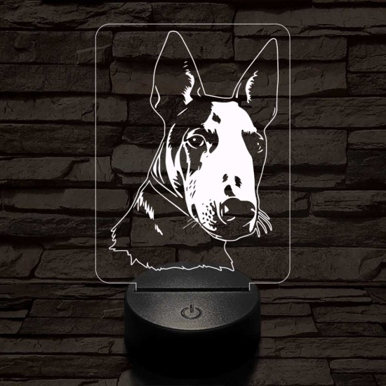 Bullterrier kutya 7 színű 3D led lámpa