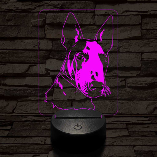 Bullterrier kutya 7 színű 3D led lámpa