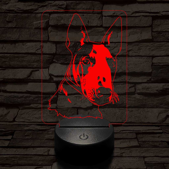 Bullterrier kutya 7 színű 3D led lámpa