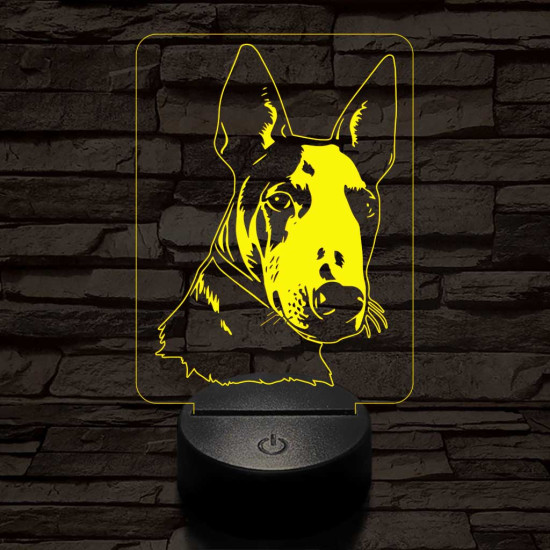 Bullterrier kutya 7 színű 3D led lámpa