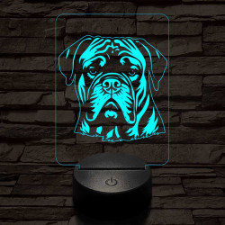 Bullmastiff 7 színű 3D led lámpa