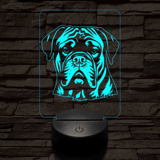 Bullmastiff 7 színű 3D led lámpa