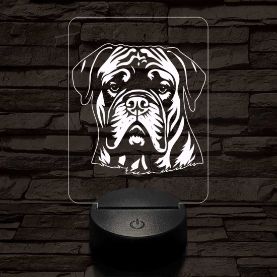 Bullmastiff 7 színű 3D led lámpa