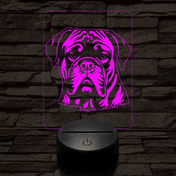 Bullmastiff 7 színű 3D led lámpa