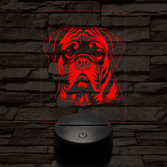 Bullmastiff 7 színű 3D led lámpa