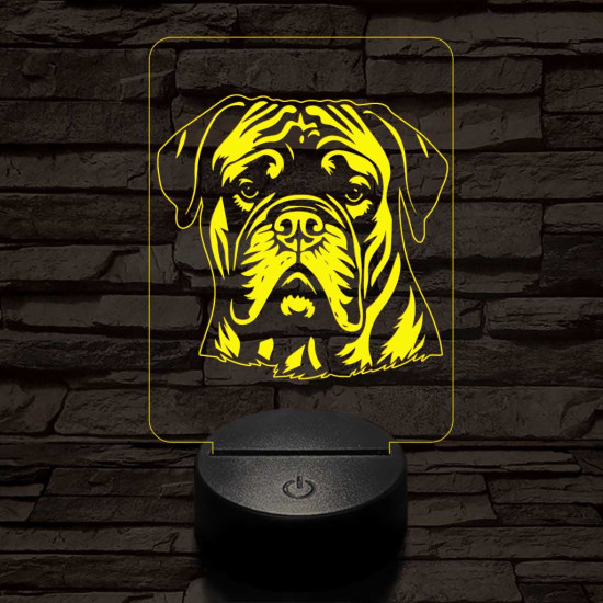 Bullmastiff 7 színű 3D led lámpa