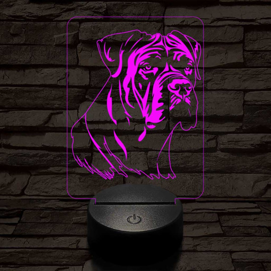 Nápolyi masztiff 7 színű 3D led lámpa