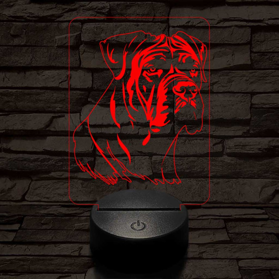 Nápolyi masztiff 7 színű 3D led lámpa