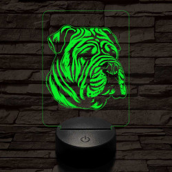 Kínai shar-pei 7 színű 3D led lámpa