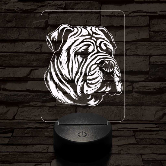 Kínai shar-pei 7 színű 3D led lámpa