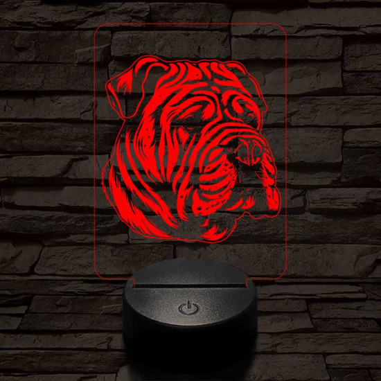 Kínai shar-pei 7 színű 3D led lámpa
