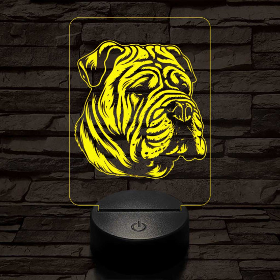 Kínai shar-pei 7 színű 3D led lámpa