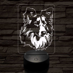 Skót juhászkutya 7 színű 3D led lámpa