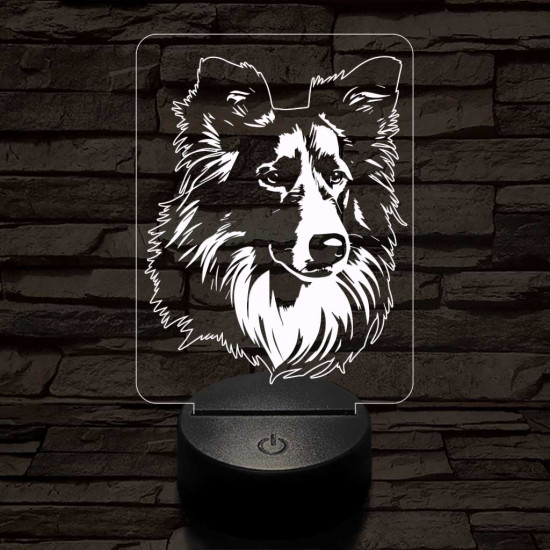 Skót juhászkutya 7 színű 3D led lámpa