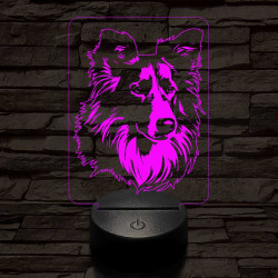 Skót juhászkutya 7 színű 3D led lámpa