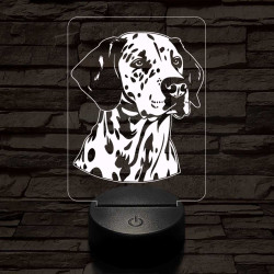 Dalmata-fej, 7 színű 3D led lámpa