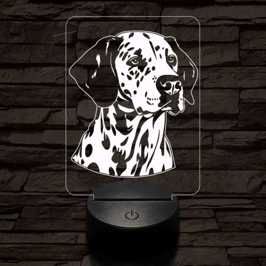 Dalmata-fej, 7 színű 3D led lámpa