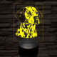Dalmata-fej, 7 színű 3D led lámpa