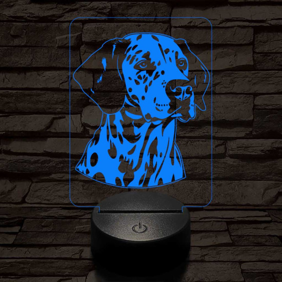 Dalmata-fej, 7 színű 3D led lámpa