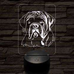 Bordeaux-i dog-fej, 7 színű 3D led lámpa