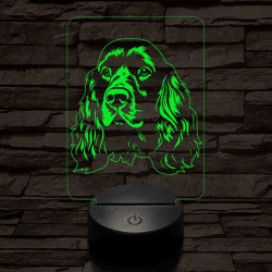 Angol cocker spániel, 7 színű 3D led lámpa