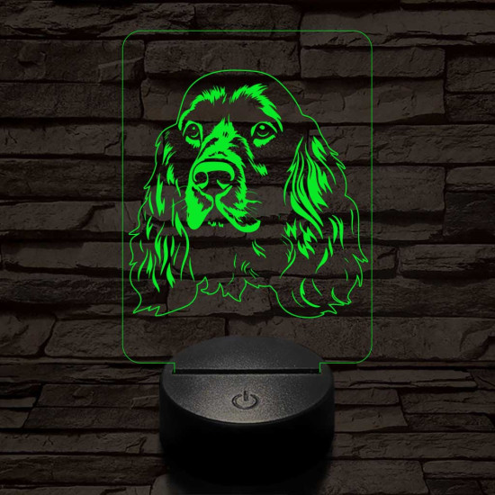 Angol cocker spániel, 7 színű 3D led lámpa