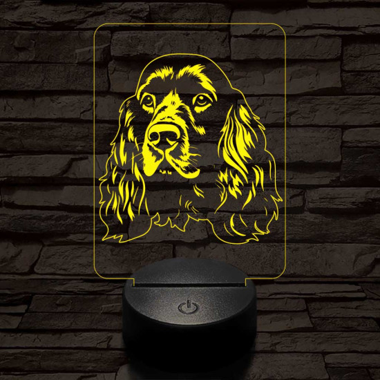 Angol cocker spániel, 7 színű 3D led lámpa