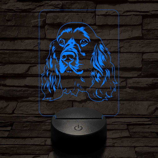 Angol cocker spániel, 7 színű 3D led lámpa