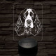 Angol springer spániel fej, 7 színű 3D led lámpa