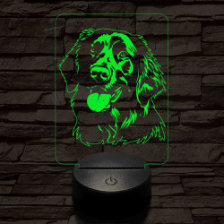 Simaszőrű retriever-fej, 7 színű 3D led lámpa