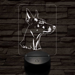 Német pincser-fej, 7 színű 3D led lámpa