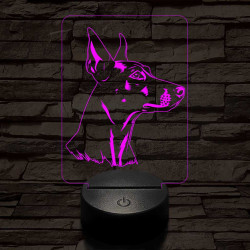 Német pincser-fej, 7 színű 3D led lámpa