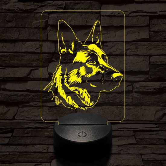 Német juhászkutya-fej 7 színű 3D led lámpa