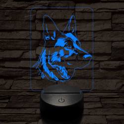 Német juhászkutya-fej 7 színű 3D led lámpa