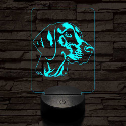 Rövidszőrű német vizsla-fej 7 színű 3D led lámpa