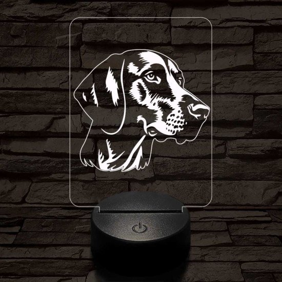 Rövidszőrű német vizsla-fej 7 színű 3D led lámpa