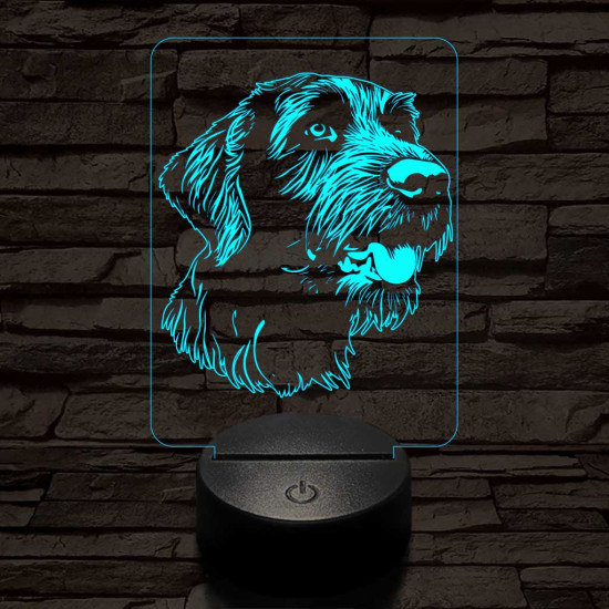 Drótszőrű német vizsla-fej 7 színű 3D led lámpa