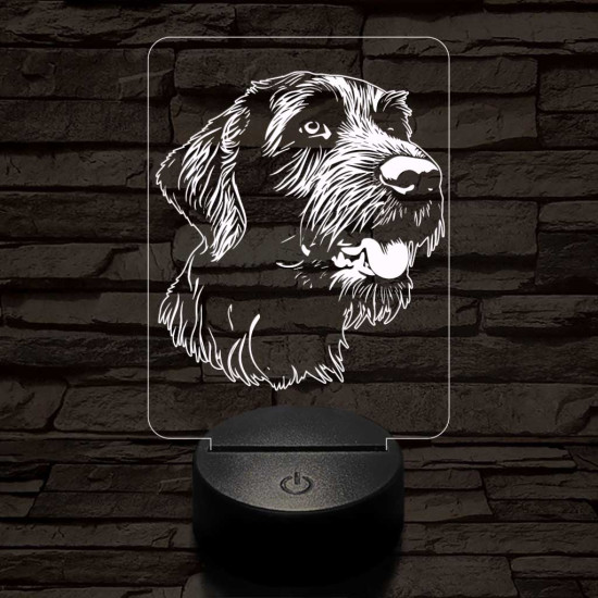 Drótszőrű német vizsla-fej 7 színű 3D led lámpa