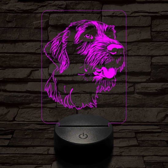 Drótszőrű német vizsla-fej 7 színű 3D led lámpa