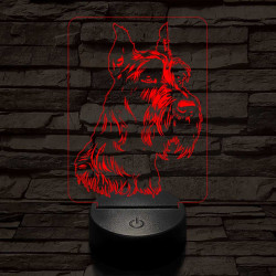 Óriás snauzer-fej 7 színű 3D led lámpa