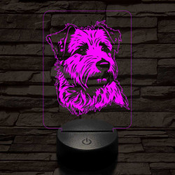 Glen of imaal terrier-fej 7 színű 3D led lámpa