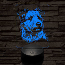 Glen of imaal terrier-fej 7 színű 3D led lámpa