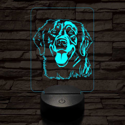 Golden retriever-fej 7 színű 3D led lámpa
